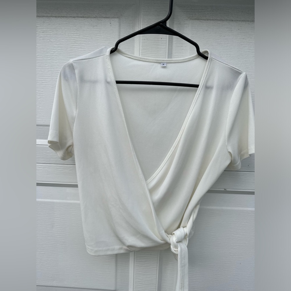 White Crop Wrap Around Top